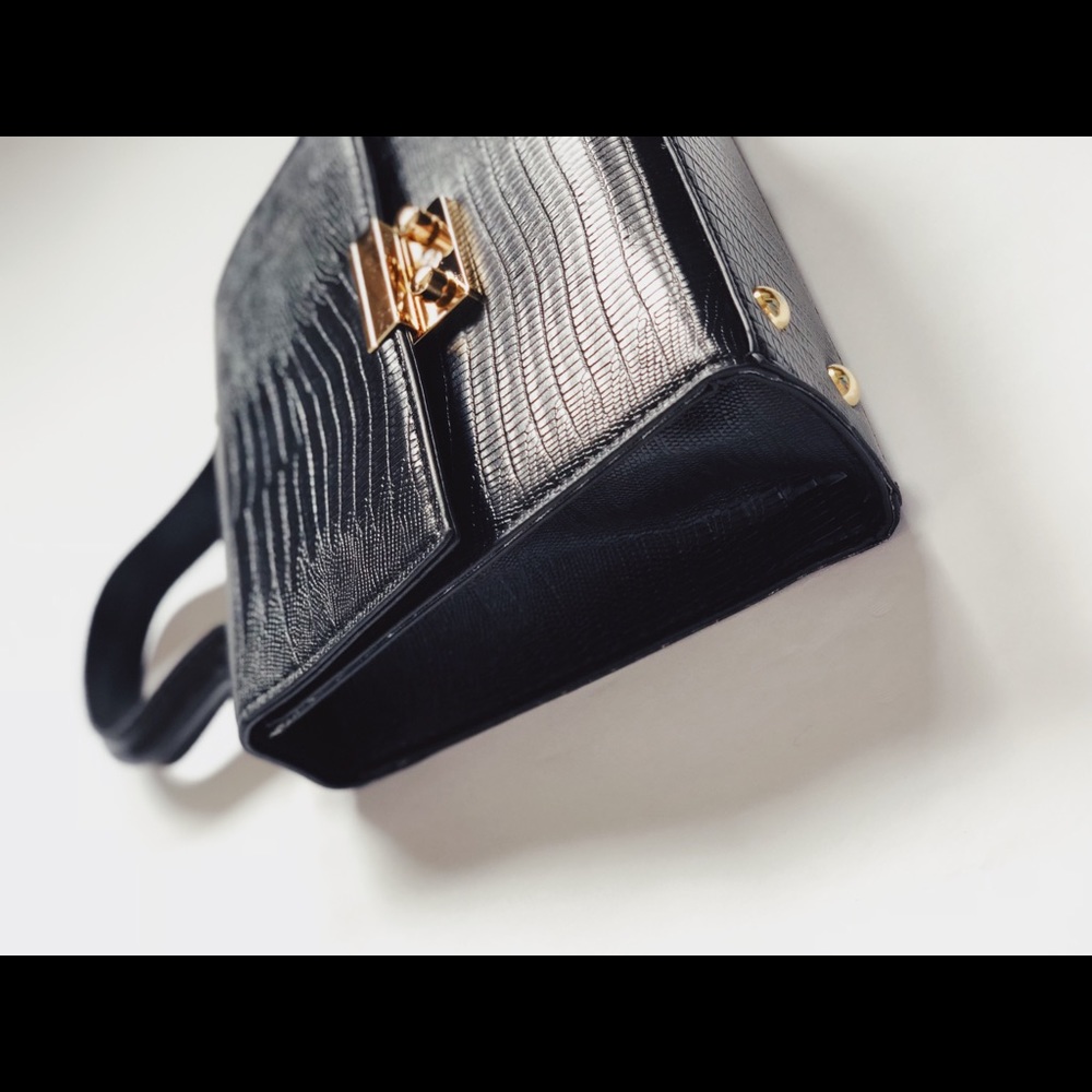 Veil Black Croc Vegan Top Handle Bag - Picture 7 of 8